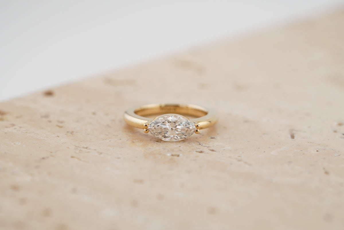 Leila Ring on travertine, wider view