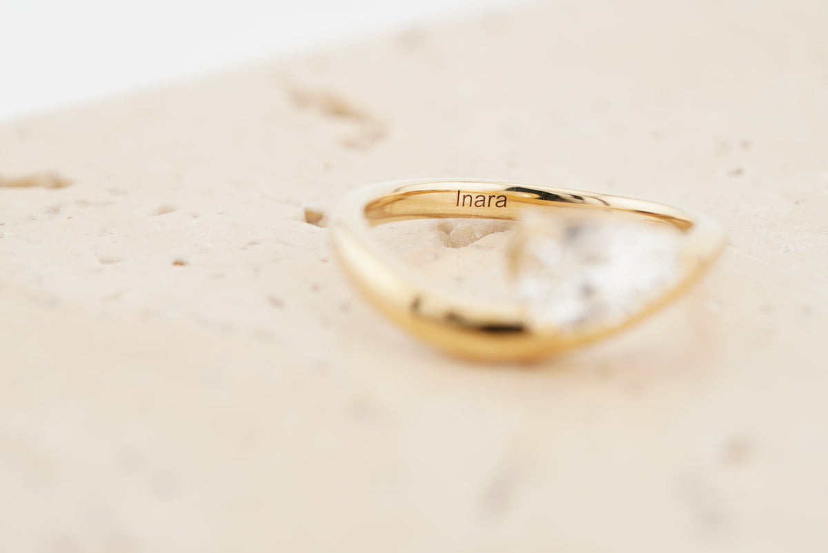 Wave Ring showing the interior INARA engraving